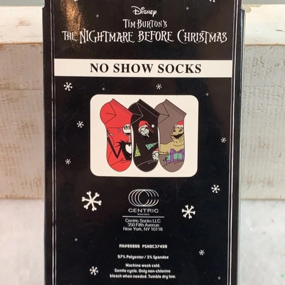 Nightmare Before Christmas No Show Socks Three Pack NWB Halloween